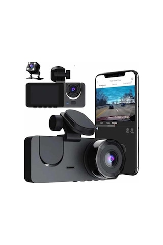 3 Kameralı 2 İnç 1080p Araç İçi Kamera Sürüş Kamerası Carplay - Lisinya Standart