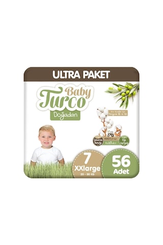Baby Turco Doğadan Ultra Paket 7 Beden Bebek Bezi 56 Adet