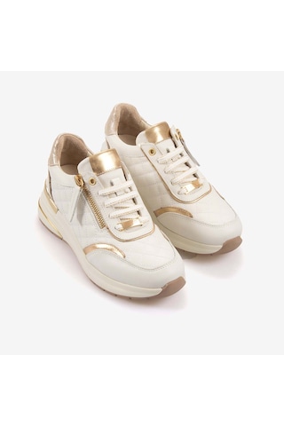 Kemal Tanca Kadın Eva Taban Kapitone Dikiş Bağcıklı Spor & Sneaker Ayakkabı 7100 Krem
