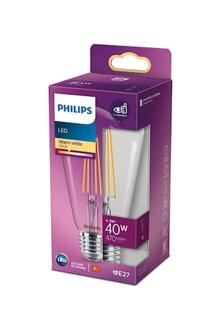 Philips LED Classic Şefaf Filament Ampul 4.3W 470 Lumen 2700K Sarı Işık ST64 E27 Duy (40W Eşleniği)
