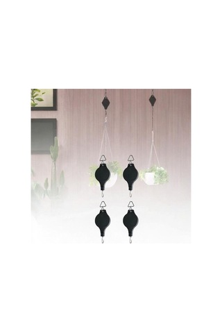 Pazly Siyah Homyl Makaralı Bitki Sepeti Askılı 4 Adet Çiçek Askısı