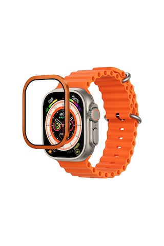 Watch Ultra 49mm Uyumlu Mohseven İwatch Serisi Safir Akıllı Saat Temperli Cam Ekran Koruyucu Turuncu
