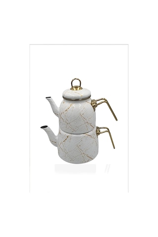 Nishev Eliteclass Kırık Mermer Çaydanlık Takımı Beyaz