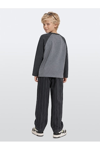 Deno Kids Denokids Erkek Çocuk Takım Oversize Tişört - Çizgili Denim Pantolon 5-11 Yaş Çok Renkli
