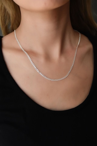 925 Ayar Gümüş Rodyum Kaplama Lavce Zincir Kadın Kolye 3,5 Mm