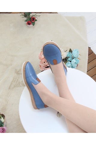 Nesil Shoes Syg P01 Mavi Hakiki Deri Kadın Ayakkabı-mavi Mavi