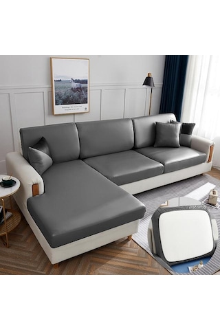 Gri Su Geçirmez Pu Mobilyalar Koruyucu Kanepe Minder Örtüsü Köşe Kanepe Koltuk Minderi Slipcover Elastik Düz Renk Kanepe Örtüsü Back Cushion
