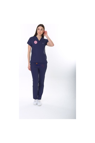 Lacivert Hemşire Forması Likralı Scrubs Takım Patrıot Blue Lacivert