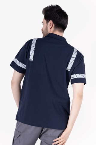 İş Tişörtü - Polo Yaka Reflektörlü T-shirt %100 Pamuk Lacivert