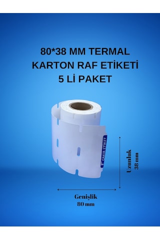 80 38 Mm Termal Karton Raf Etiketi 5 Li Paket Diğer