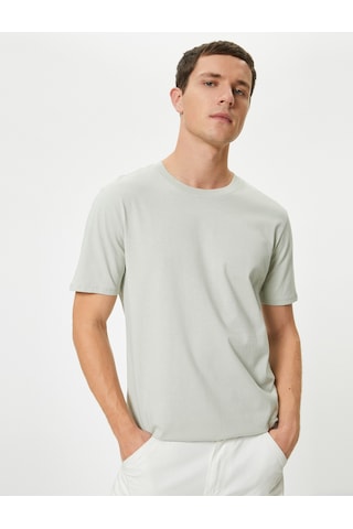 Koton Basic Tişört Slim Fit Bisiklet Yaka Kısa Kollu Yeşil 4sam10842hk Yeşil