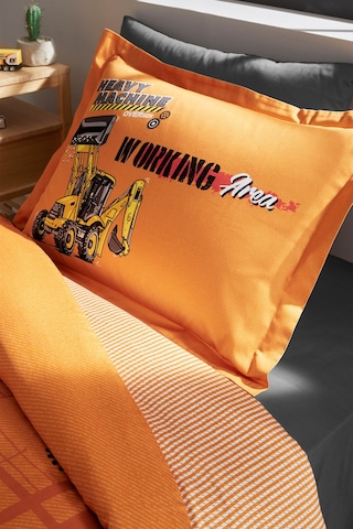 Özdilek Heavy Machine Tek Kişilik Lastikli Fitted Çarşaf Nevresim Takımı Turuncu
