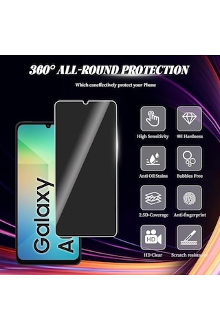 Galaxy A06 Privacy Hayalet Ekran Koruyucu 2 Adet - 9h Temperli Cam, Yan Görünme Engelleyici, Tam Kaplama