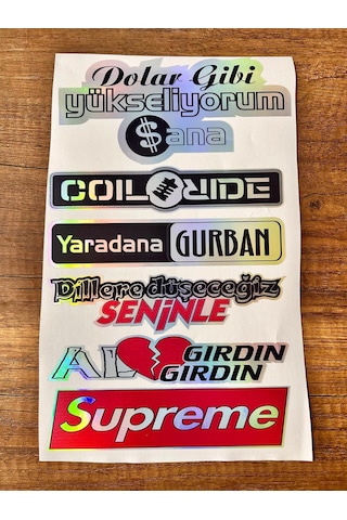 Araç Arka Cam Yazısı Hologramlı Yan Kapı, Yan Cam Stickerı Dolar Gibi