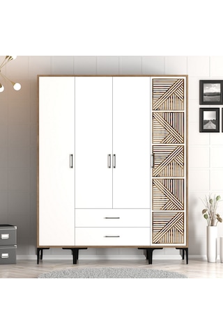 Variant Kumsal 4 Kapılı Stp Gardrop - Ceviz / Beyaz