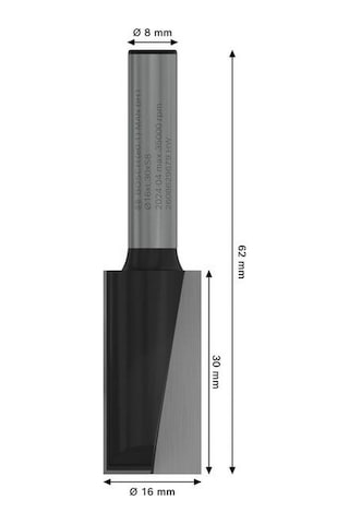 Bosch Pro 16x30 Mm Ahşap Düz Freze Ucu 2608629679