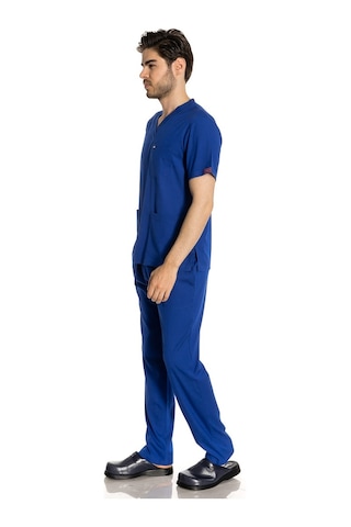 Unisex Likralı Saks Mavi Doktor / Hemşire Forması