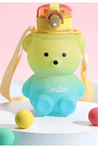 Smile Ayıcık Model Su Matarası Su Şişesi Suluk 800 Ml Bpa Içermez Suluk Turkuazsarı Turkuaz Plasti Diğer