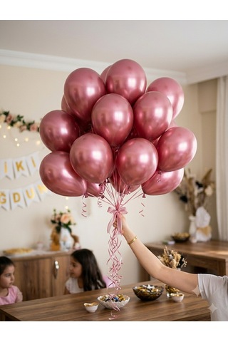 Metalik Gül Kurusu Balon Seti 20 Adet