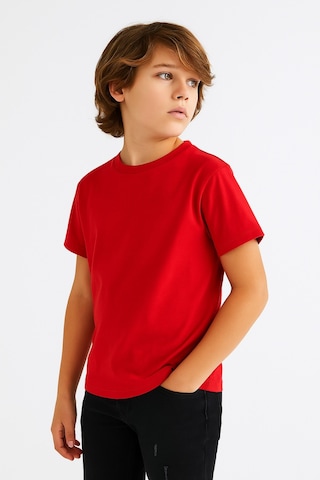 Esila Kids Çocuk Tişört Unisex Kısa Kollu Pamuklu Kırmızı