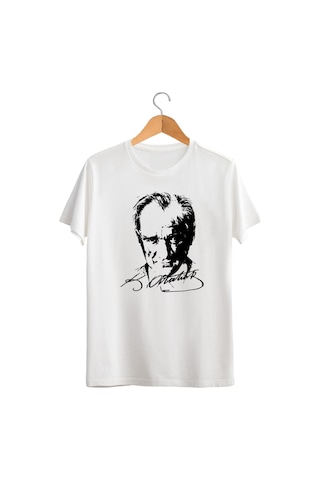 Atatürk Baskılı Tişört Atatürk T-shirt Beyaz