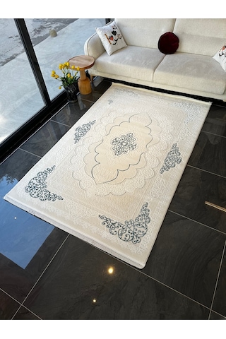 Gold Halı Salon, Oturma, Yatak Odası Halısı Desen Kodu Gd004-630 Beyaz-turkuaz Mavi