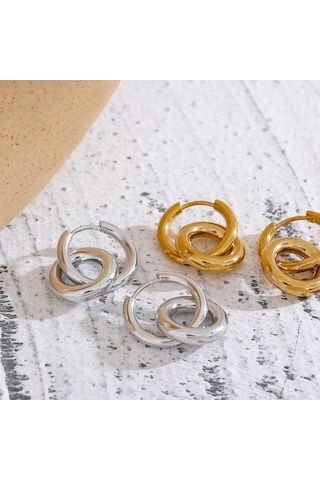 Novahub Altın Paslanmaz Çelik Yuvarlak Damla Halka Küpe Charm 18k Pvd Kaplama Su Geçirmez Kadın Takı 2023 Hediye Altın