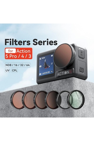 Djı Action 5 Pro / 4 / 3 İçin Amagisn Filtresi, Özellik: Nd8+16+32+64 Siyah