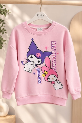 Emila Kids Pembe 3-10yaş Kız Çocuk 2'li Takım - Karakter Baskılı 3 İp Şardonsuz Açık Pembe