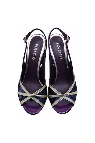 Poletto Hakiki Deri /tekstil Altın-mor Sandalet Topuklu 380 13-524 Altın