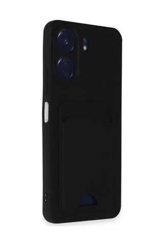 Xiaomi Poco C65 Uyumlu Arka Kamera Korumalı Kart Koyulabilen Silikon Kartlıklı Kılıf Kapak