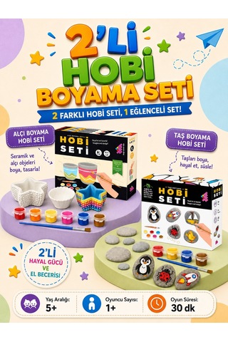 Zet Zeka Hobi Sanat Boyama Seti Alçı Boyama Ve Taş Boyama Seti 5+ Yaş 1+ Oyuncu