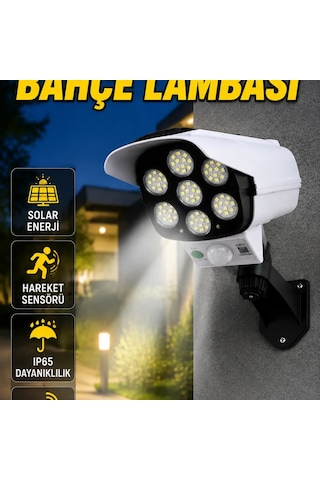 Güneş Enerjili Kamera Görünümlü Bahçe Lambası Hareket Sensörlü Ve Uzaktan Kumandalı