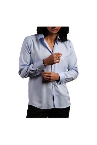 Dicotto Mavi Dar Kesim Micro Kumaş Kol Düğmeli Slim Fit Erkek Gömlek - 201-4 001