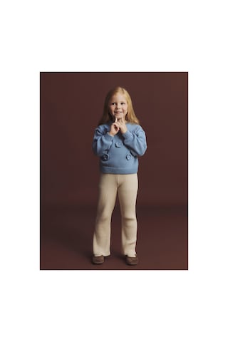LC Waikiki Alıta Cıty Farkıyla Lcw Kids Mavi Oval Yaka Nakışlı Uzun Kollu Kız Çocuk Kazak Mavi - 926136550 Mavi