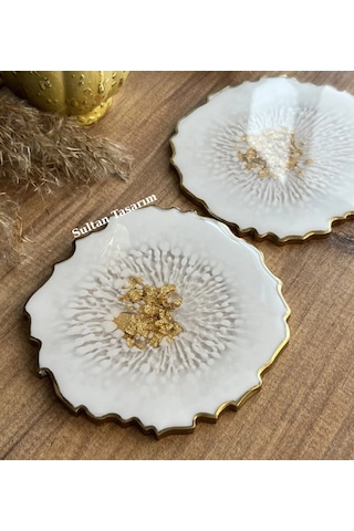 Tekli Epoksi Bardak Altlığı - 114 Beyaz