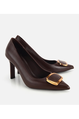 Hotiç Kadın Kahverengi Gold Toka Detaylı İnce Topuklu Stiletto 01ayh332670a480 01ayh332670a480
