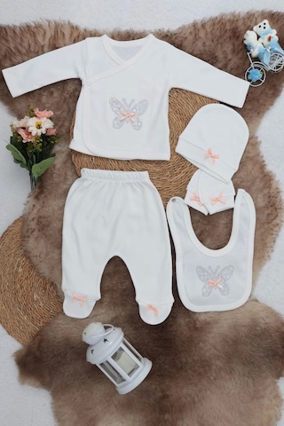 Sema Baby 5 Parça Hastane Çıkışı Zıbın Seti 0-3 Ay - Butterfly Çok Renkli