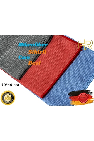 Hrpak Mikrofiber Cam Araba Mutfak Temizlik Bezi 3'lü 40 x 40 CM
