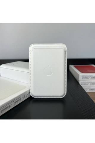 Magsafe Deri Cüzdan Kartlık Tüm Modellerle Uyumlu - Bordo Beyaz