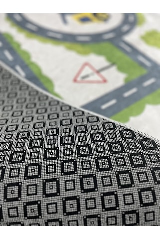 Kaymaz Tabanlı Yıkanabilir Çocuk Halısı İş Makineleri Kepce Çok Renkli