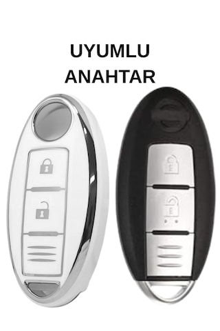 Nissan Qasqhai J10 J11 Micra Note Pathfinder Juke Xtrail Infinity 3 Buton Nano Anahtar Kılıfı Beyaz