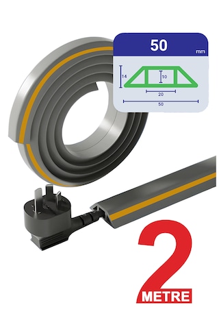 Greentech Esnek Kablo Kanalı Şeritli Gri / Gt-kk09