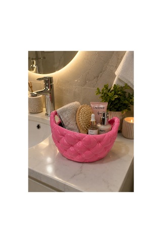 Dekoratif Banyo Düzenleyici / Organizer Pembe Pembe