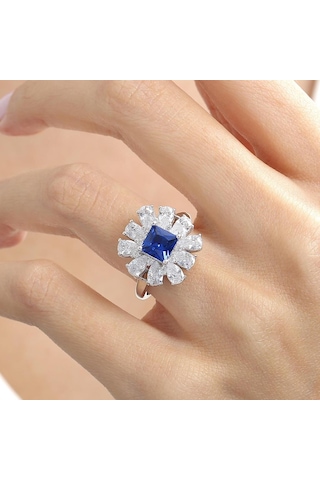Mia Vento Effective Diamond Milano Rüyası Sentetik Safir Taşlı Gümüş Yüzük