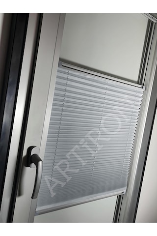 Artiron Cam Balkon Ve Ofis Perdesi Plise Perde Katlanır Perde Vidalı Sistem Açık Gri