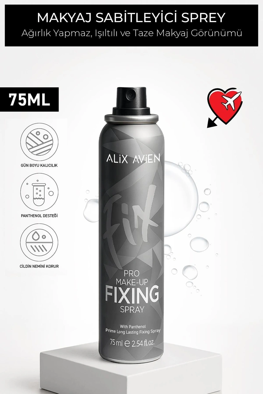 Alix Avien Uzun Süre Kalıcı Cilt Nemini Koruyan Işıltılı Görünümlü 12'li Makyaj Sabitleyici Seti Fixing Spray