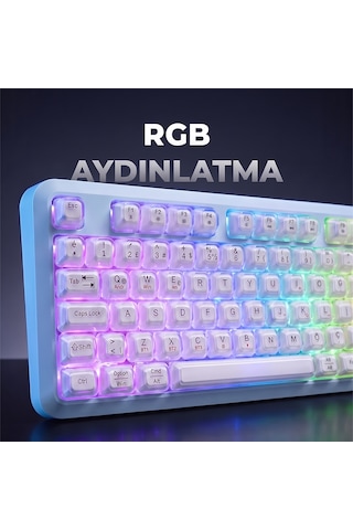 Geezer Crystal Kablolu/kablosuz Bt Wireless Bağlantı Türkçe Q Klavye Mavi-beyaz Sk-710ctm