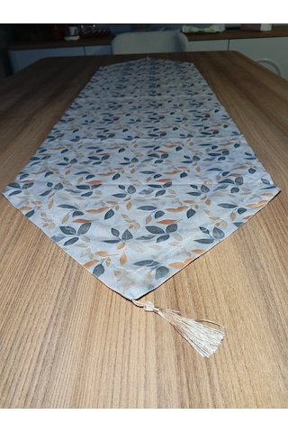 Qulothes Pamuklu Polyester Baskılı Kumaş Özel Püsküllü Zikzak Dikiş Runner Çok Renkli