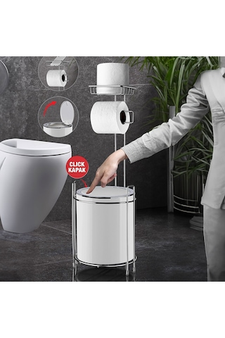 Metalifee Yedekli Wc Kağıtlığı Ve Çöp Kovası - Beyaz Çok Renkli